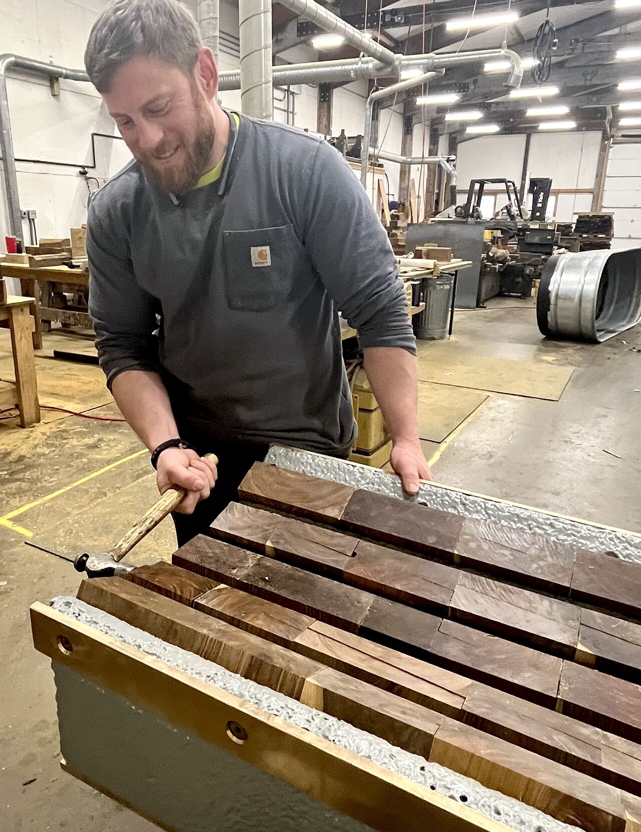 Stave bearing made with Lignum Vitae being built in our warehouse